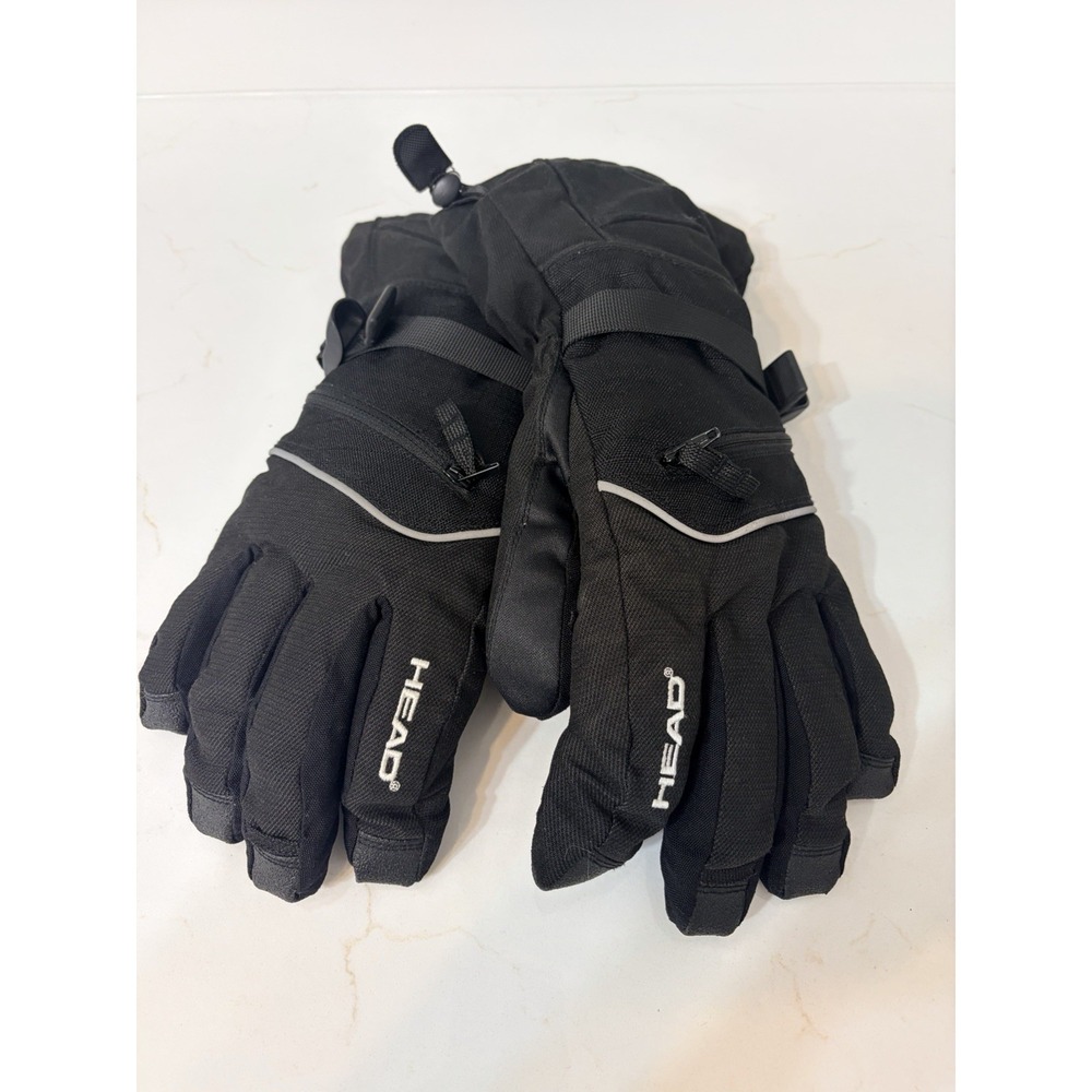 Head Nylon Insulated Outlast Gloves Size Large Black Zip Pockets Ski Snow Winter